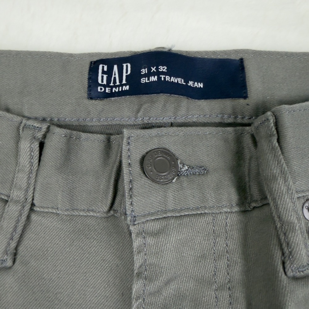 Gap Slim Travel Jeans Mens 31x32 Olive Green Grey Stretch Cotton 513447-00-1 - Picture 2 of 9